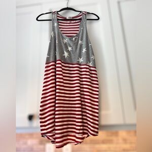 P.J. Salvage Patriotic Red & White Striped Sleeveless 34" jammie top/nightie
